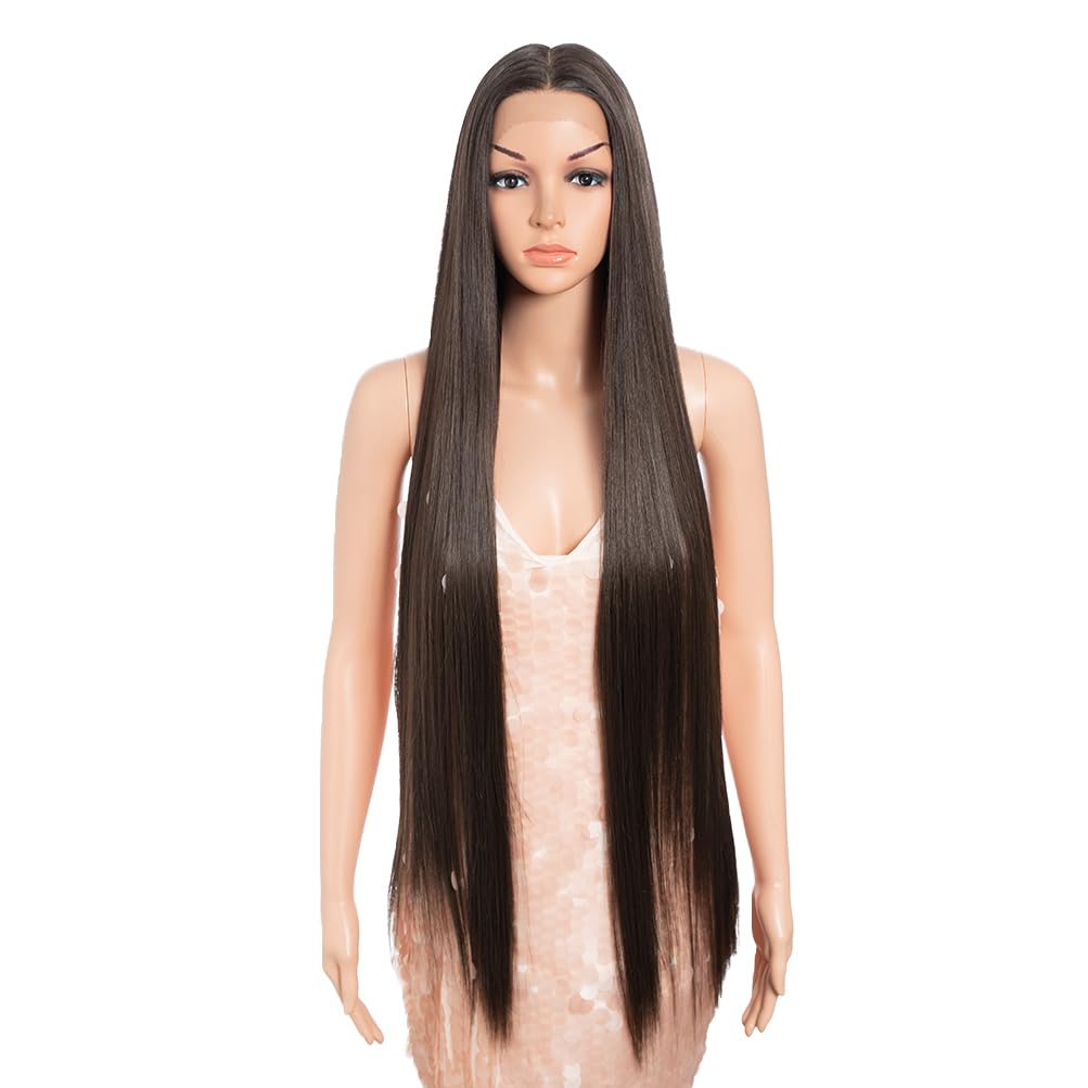 38" Super Long Straight Wigs 6" Deeper Middle Part Lace Lace Front Wigs Multiple Color Long Straight Wig (38", 6)