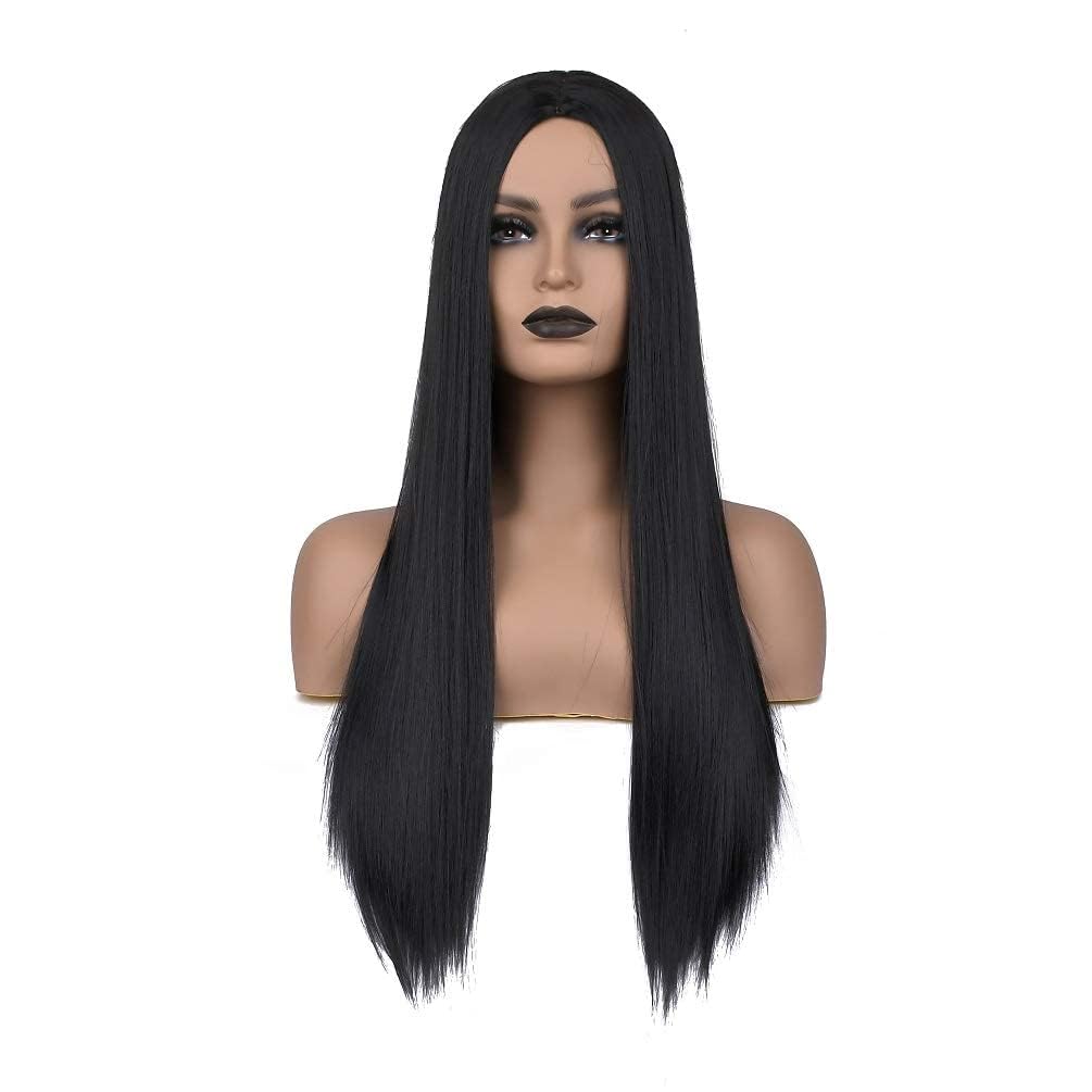 black wig for women Natural Color Long Straight Wig Synthetic Heat Resistant Woman Wig 150% Density 26 inch (Natural Color)