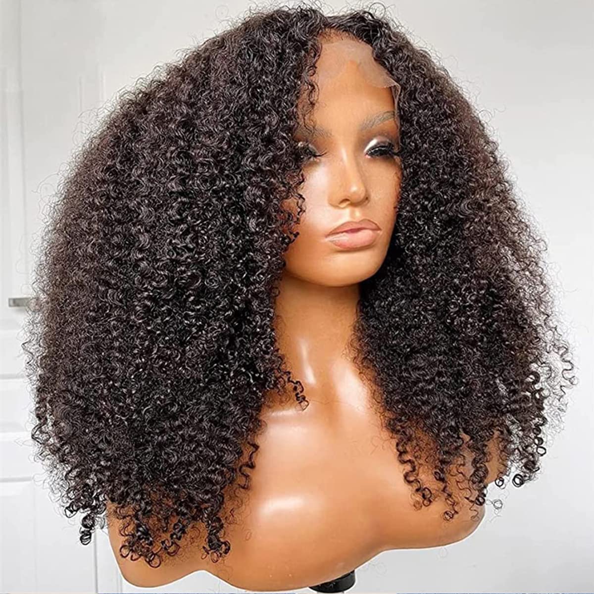 24 Inch Afro Kinky Curly Human Hair Wig 13x4 HD Lace Front Wigs 180 Density Glueless Wigs Human Hair Pre Plucked Brazilian Kinky Curly Lace Frontal Wigs for Black Women Virgin Human Hair